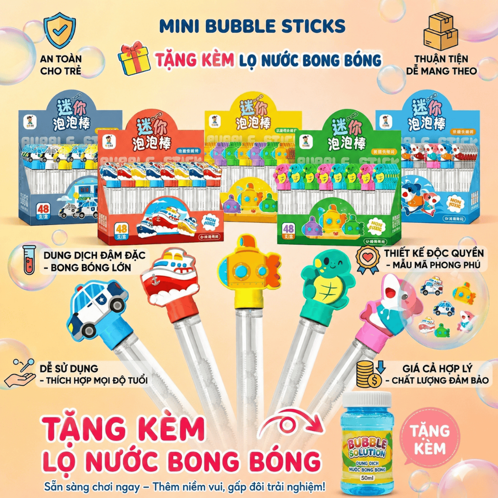 Que thổi bong bóng xà phòng diệu kì cho trẻ em nhiều hình ngộ nghĩnh