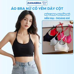 Áo Bra Nữ Cotton Co Giãn Hở Lưng - Áo 2 Dây Nữ Cổ Yếm Cột Dây Màu Sắc Tươi Sáng ZANABRA B8703