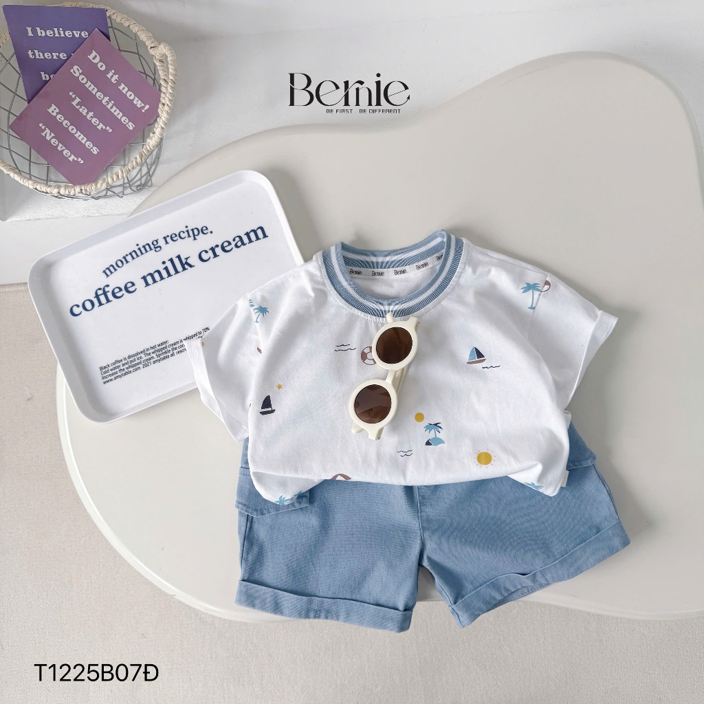 (Nhiều mẫu) Tổng hợp các bộ cotton cộc tay cổ tròn của Berie cho bé trai, bộ thun hoạ tiết mềm mát hàng đẹp