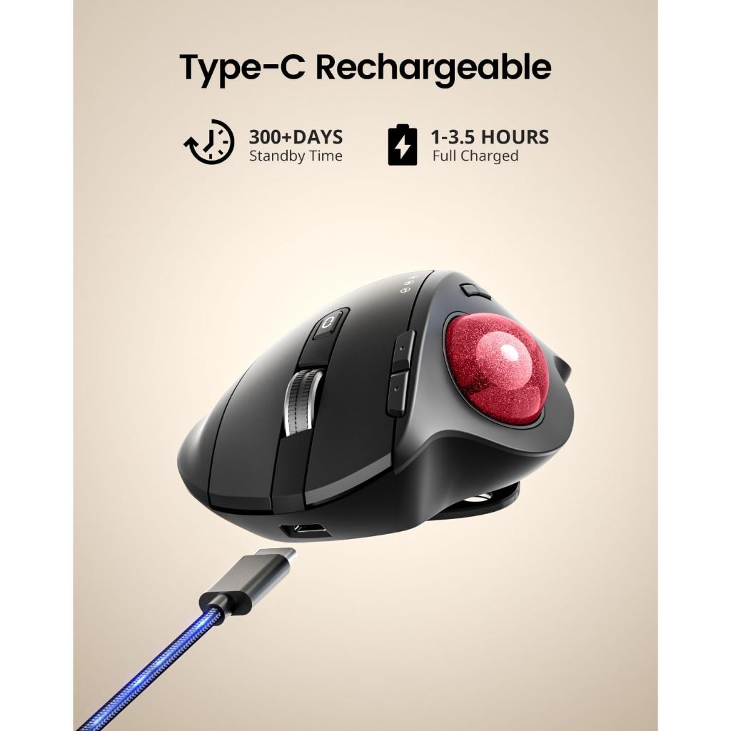 ProtoArc EM01 NL Chuột Trackball Công Thái Học Không Dây 2.4G + Bluetooth, Sạc Lại - BH 2 Năm | BigBuy360 - bigbuy360.vn