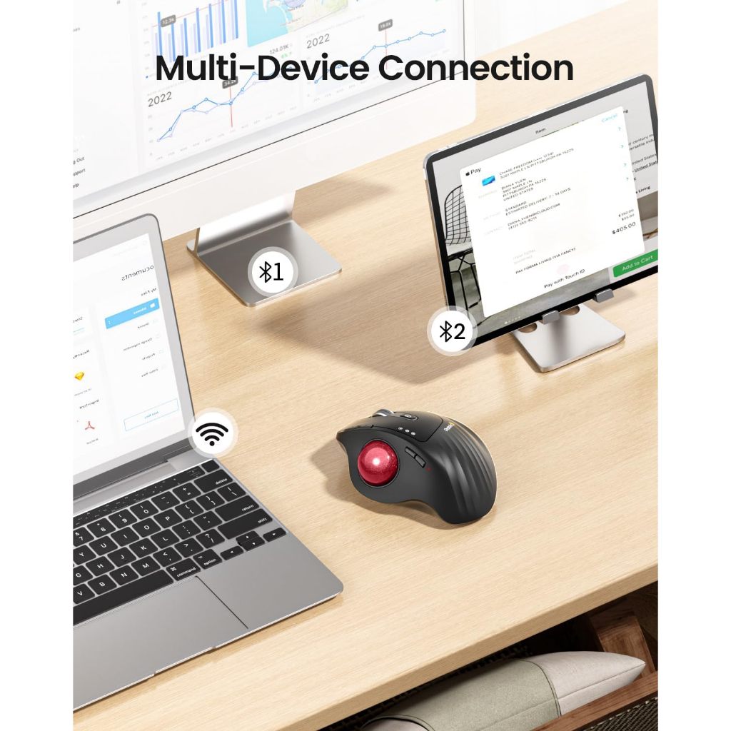 ProtoArc EM01 NL Chuột Trackball Công Thái Học Không Dây 2.4G + Bluetooth, Sạc Lại - BH 2 Năm | BigBuy360 - bigbuy360.vn