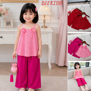 Sét 2 Dây In Hình Cho Bé Gái Mặc Trung Thu Lễ Tết Chất Lụa Gấm, Bộ Gấm 2 Dây Bé Gái Mẫu Hot 2026 BB10  - BEEKIDS