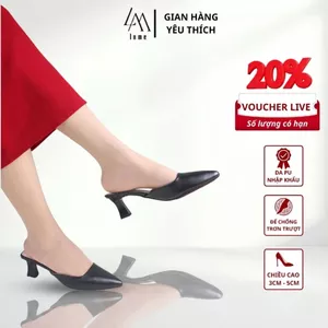 Giày Sục Cao Gót Nữ Trơn Mũi Nhọn LUME 02 Da PU Bền Cao Cấp, Đế Cao Su Non Chống Trơn Trượt cao 3cm, 5cm (SỤC NHỌN)