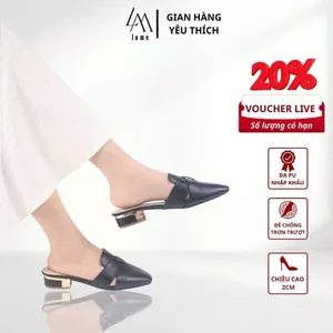 Dép Sục Nữ Bệt Mũi Tròn LUME 22 Quai Chéo Màu Đen Da PU Cao Cấp, Đế 2cm Êm Chân Chống Trơn (QCVĐ)