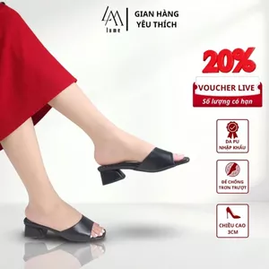 Dép Cao Gót Nữ Mũi Hở Công Sở LUME Màu Đen Da PU Cao Cấp, Đế Cao Su Non Chống Trơn Trượt Cao 3cm (DÉP TĐ)