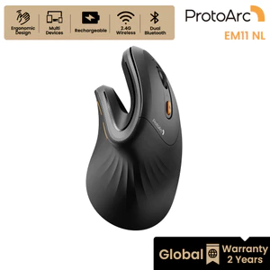 ProtoArc EM11 NL Chuột Công Thái Học Màu Đen Không Dây 2.4G + Bluetooth, Pin Sạc - BH 2 Năm