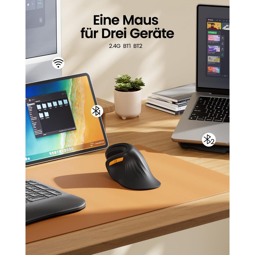 ProtoArc EM11 NL Chuột Công Thái Học Màu Đen Không Dây 2.4G + Bluetooth, Pin Sạc - BH 2 Năm | BigBuy360 - bigbuy360.vn