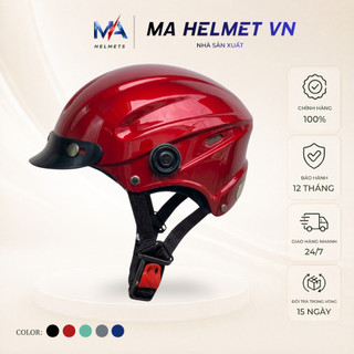 Mũ Bảo Hiểm Nửa Đầu Mũ Gù MA HELMETS – Mũ 1/2 Có Lưỡi Trai Che Nắng Thời Trang Nhẹ Thoáng
