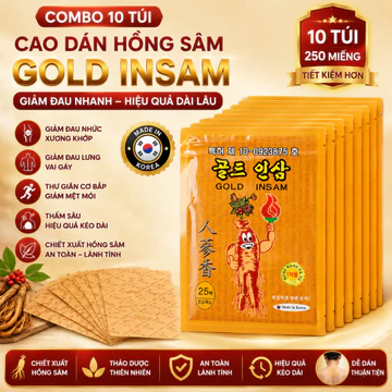 Combo 10 Gói Cao Dán Hồng Sâm giảm đau nhanh Gold Insam Loại 25 Miếng / Gói