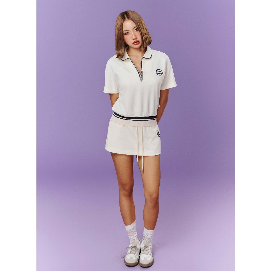 Set Bộ Chân Váy ECOCHIC Áo Crop Polo Phối Viền Chân Váy Ngắn Cao Cấp Chính Hãng B236
