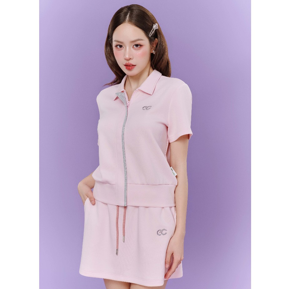 Set chân váy Polo Tencel ECOCHIC Áo Crop Khóa Kéo Chân Váy Cạp Chun Dây Rút Cao Cấp B239