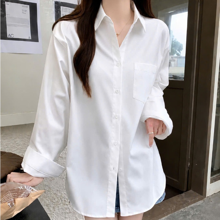 Áo Sơ Mi Dài Tay Màu Trendy Bigsize Nữ,Sơ Mi Form Rộng Che Mông Chất Vải Mát Không Nhăn SM20