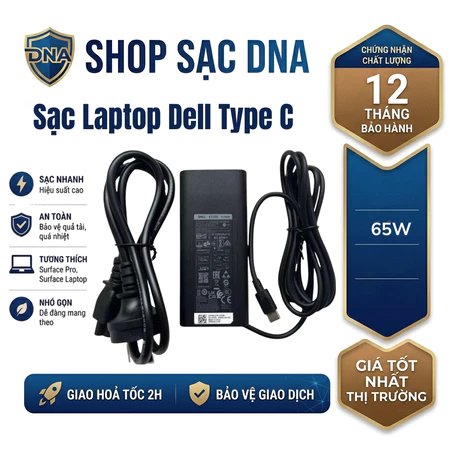 Sạc Dell Type C 65W Oval Sạc Laptop Dell Type C 19.5V 3.25A/4.62A/6.67A 65WH/90W/130W - Sạc nhanh, BH 12 TH
