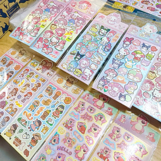DIY Hoả Tốc - Sticker lấp lánh, tấm hình dán dễ thương 🐻💕 mẫu ruy băng, thỏ, shiba, mèo con 😻 diy, bujo, quà tặng