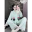 BỘ ĐỒ MẶC NHÀ TAY DÀI- PIJAMA LỤA LATIN CỔ V IN HỌA TIẾT