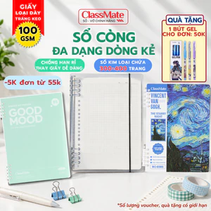 Sổ Còng A5 B5 Kèm Giấy Refill 100GSM Classmate Đa Dạng Dòng Kẻ, Chống Han Rỉ, Làm Sổ Tay Sổ Ghi Chép Planner