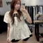 Set babydoll chấm bi GUMIN thiết kế áo đính nơ ngực tay bồng kèm quần sooc đen tiểu thư, set bộ kiểu nữ sang chảnh