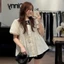Set babydoll chấm bi GUMIN thiết kế áo đính nơ ngực tay bồng kèm quần sooc đen tiểu thư, set bộ kiểu nữ sang chảnh