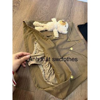 Set 2 món áo hai dây bản to + chân váy ngắn gắn gấu cute