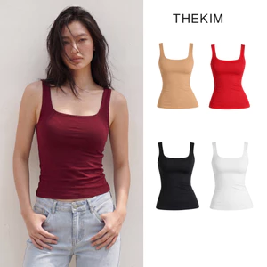 THEKIM Áo thun 2 dây bản to ( mút ngực tháo rời ) cổ U , áo thun hai dây quai to dáng dài sơ vin T229