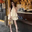 Set cổ yếm hở lưng GUMIN thiết kế áo dáng bí kèm chân váy bí ngắn tiểu thư vintage, Set đồ nữ sang chảnh thanh lịch