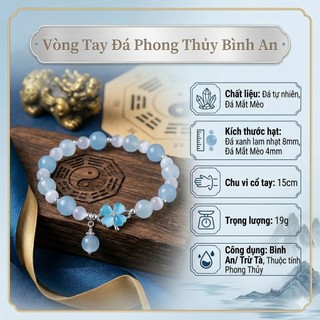 Vòng Tay Đá Tự Nhiên Cỏ Bốn Lá May Mắn Vòng Đeo Tay Đá Mã Não Xanh Phong Thủy Bình An Trừ Tà Cho Nữ