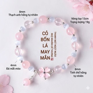 Vòng Tay Đá Tự Nhiên Cỏ Bốn Lá May Mắn Vòng Đeo Tay Đá Mã Não Xanh Phong Thủy Bình An Trừ Tà Cho Nữ