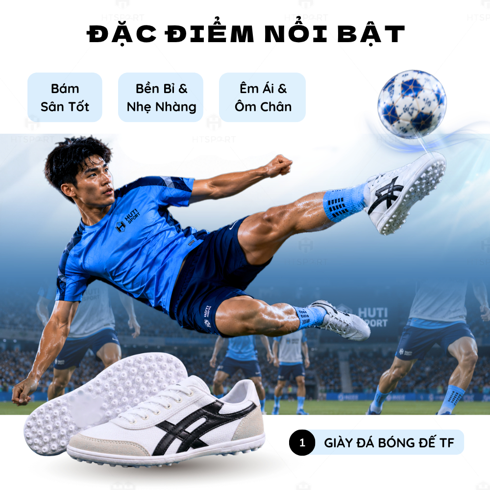 Giày Bata Vải Warrior Đá Bóng Đế Trắng TF, Khâu Full Đế Kèm Dây Chắc Chắn, Phù Hợp Sân Cỏ Nhân Tạo