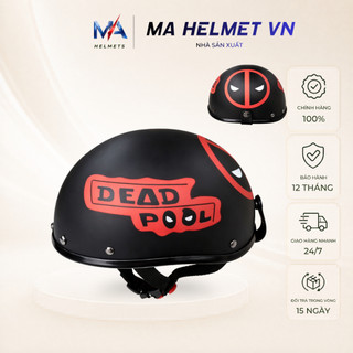 Mũ Bảo Hiểm Nửa Đầu 1/2 MA HELMETS – Mũ Biker Cá Tính Phong Cách Deadpool Đi Phượt Thời Trang