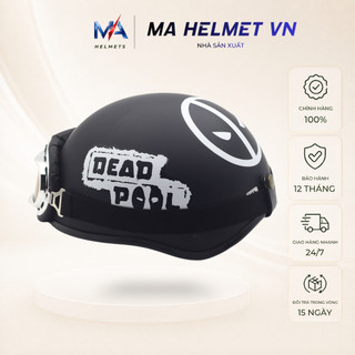 Mũ Bảo Hiểm Nửa Đầu 1/2 MA HELMETS – Mũ Biker Cá Tính Phong Cách Deadpool Đi Phượt Thời Trang