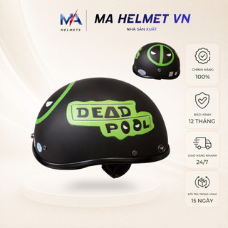Mũ Bảo Hiểm Nửa Đầu 1/2 MA HELMETS – Mũ Biker Cá Tính Phong Cách Deadpool Đi Phượt Thời Trang