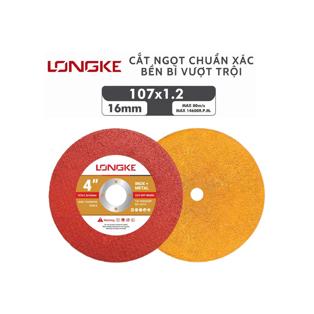 Đá Cắt Sắt Inox LONGKE 107mm (1 Tấc) - Hàng Nội Địa Trung Cao Cấp