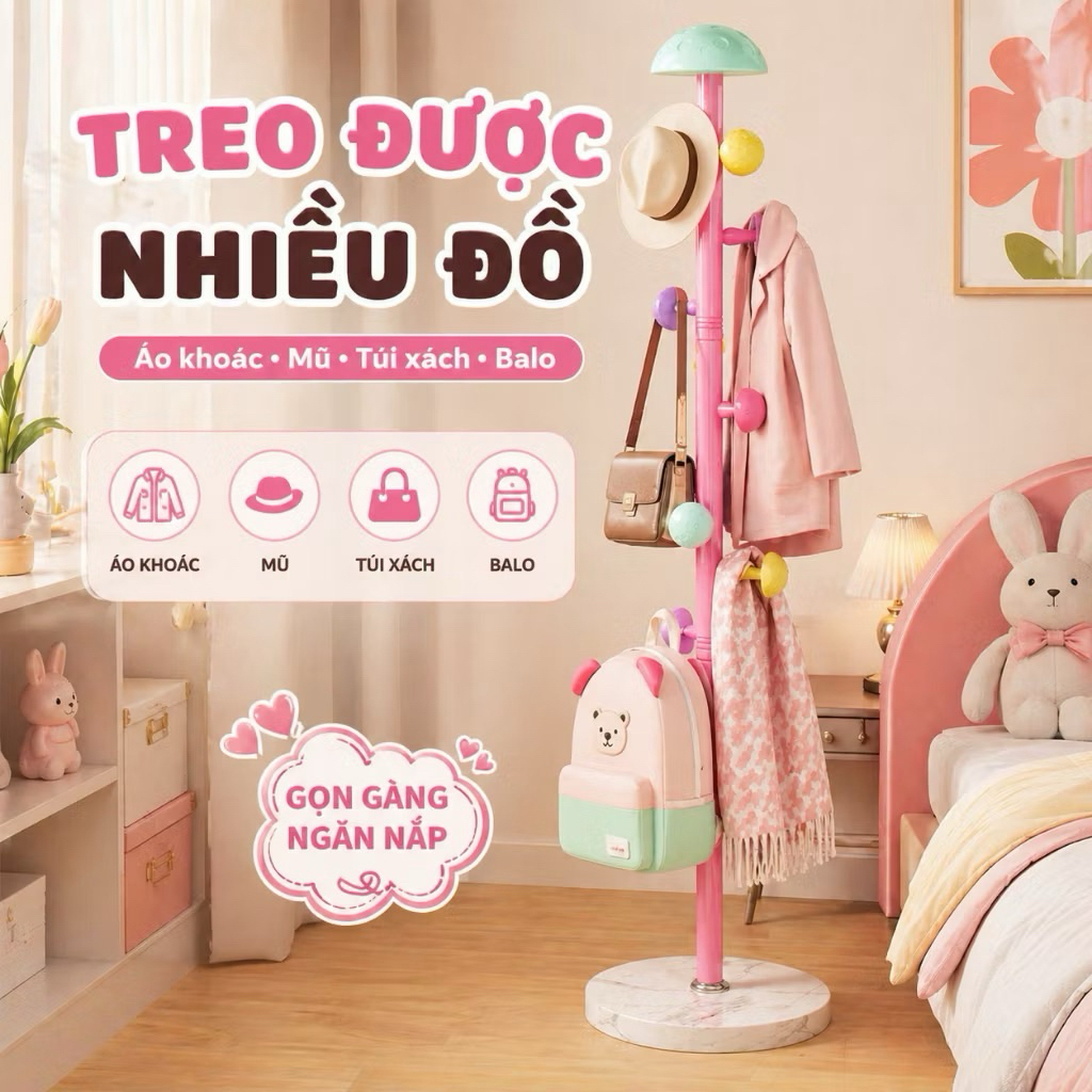 𝐂𝐌𝐀𝐑𝐓.𝐆𝐢𝐚 𝐝𝐮̣𝐧𝐠 Cây Treo Quần Áo Dễ Thương Hoạt Hình Nấm, Giá Treo Áo Gia Dụng Hiện Đại Đơn Giản CMG01