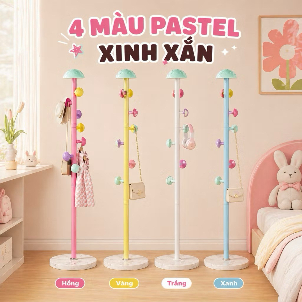 𝐂𝐌𝐀𝐑𝐓.𝐆𝐢𝐚 𝐝𝐮̣𝐧𝐠 Cây Treo Quần Áo Dễ Thương Hoạt Hình Nấm, Giá Treo Áo Gia Dụng Hiện Đại Đơn Giản CMG01