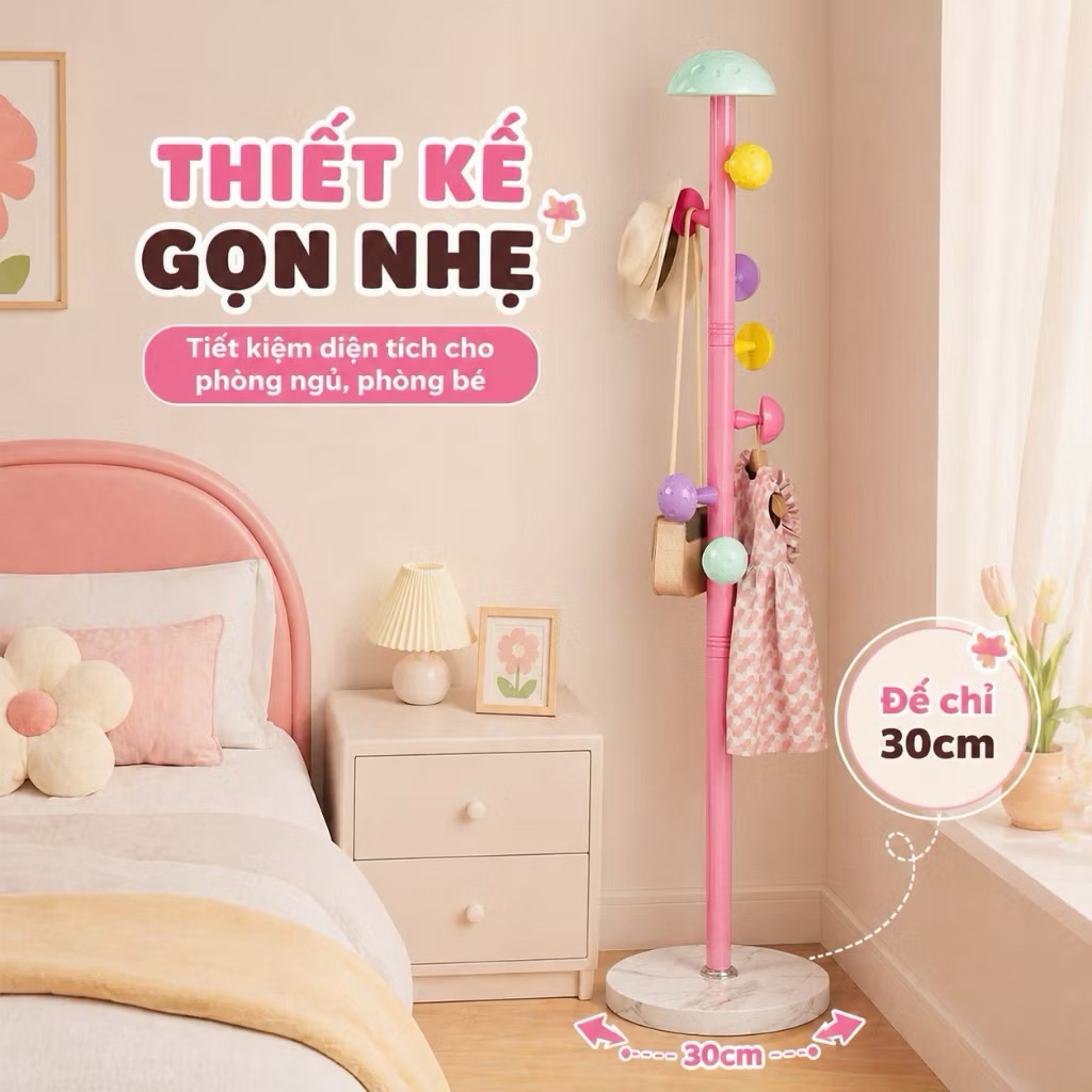 𝐂𝐌𝐀𝐑𝐓.𝐆𝐢𝐚 𝐝𝐮̣𝐧𝐠 Cây Treo Quần Áo Dễ Thương Hoạt Hình Nấm, Giá Treo Áo Gia Dụng Hiện Đại Đơn Giản CMG01