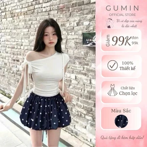 Chân váy chấm bi GUMIN thiết kế dáng bí basic có dây buộc eo chảnh, chân váy kiểu nữ cá tính sang chảnh