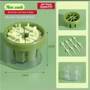 Bộ Khuôn Làm Kem 8 Ngăn Màu Xanh Tách Rời Dễ Tháo Khuôn Khay Làm Kem Que Tại Nhà Tiện Lợi
