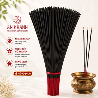 Nhang Trám Đen Se Tay, Nhang Sào thơm Tết xưa An Khánh - Thơm Đặc Biệt, Bó 100 nén 43/50cm