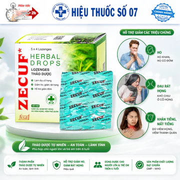 Kẹo ngậm ho, Viên ngậm ho Zecuf Ấn Độ chính hãng, hóa đờm, thông cổ, mát họng (hộp 5 vỉ x 4 viên)