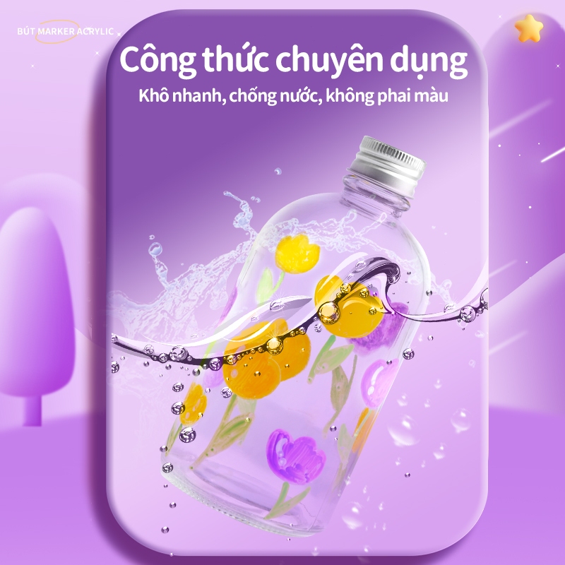 Bộ bút đánh dấu acrylic cao cấp hộp quà 60 màu dùng vẽ tay nghệ thuật thiết kế đa bề mặt