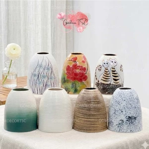 Bình Hoa Chuông Gốm Sứ Bát Tràng Cao 15cm Men Mộc Lọ Cắm Hoa Mini Để Bàn Decor GomDecorTSC