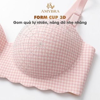 Áo Ngực Su Kẻ Ca Rô Mút Vừa Thông Hơi, Áo Lót Nữ Không Gọng Cúp Ngang, Nâng Ngực Đẹp AMYBRA A923