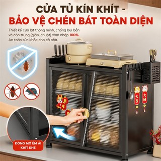 BMZAR Kệ Dựng Bát Dĩa Thép Chống Bụi Tủ Dựng Chén Bát Dĩa Có Khay Hứng Nước Tháo Lắp Thông Minh