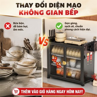 BMZAR Kệ Dựng Bát Dĩa Thép Chống Bụi Tủ Dựng Chén Bát Dĩa Có Khay Hứng Nước Tháo Lắp Thông Minh