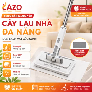 Cây lau nhà đa năng LAZO, Cây lau sàn kẹp giấy đa năng xoay 360 độ tiện lợi đi mọi ngóc ngách