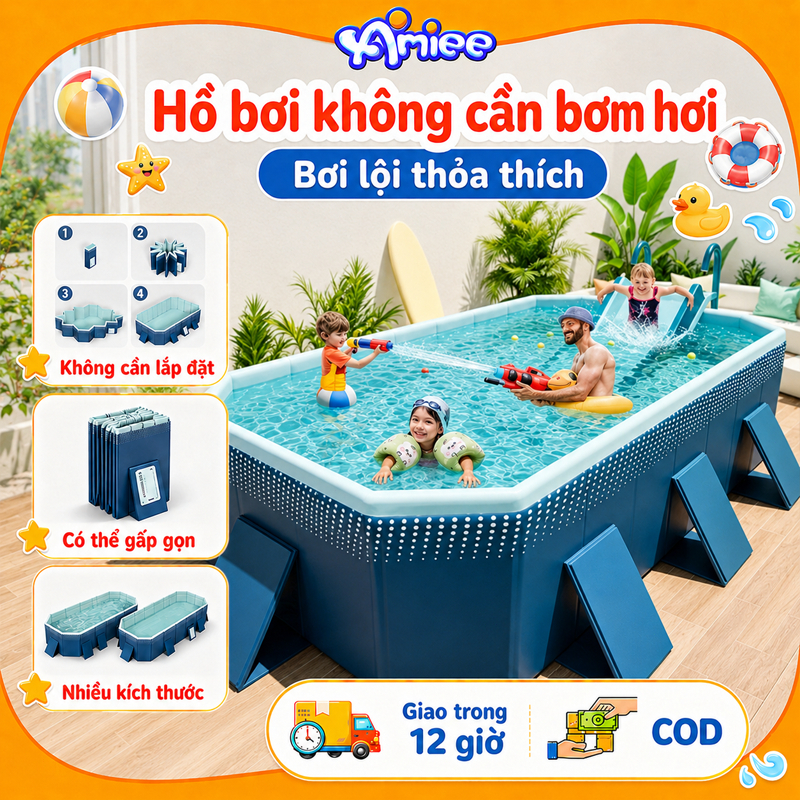 hồ bơi cho bé tại nhà,Bể bơi gấp gọn,Không cần cài đặt và lạm phát,chống mài mòn,dùng ngoài trời,PVC