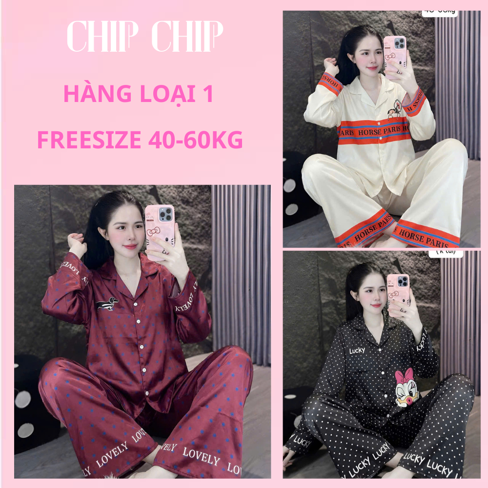 [FREESIZE] ĐỒ BỘ MẶC NHÀ TAY DÀI-PIJAMA LỤA LATIN CỔ V IN HỌA TIẾT