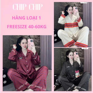 ĐỒ BỘ MẶC NHÀ TAY DÀI-PIJAMA LỤA LATIN CỔ V IN HỌA TIẾT