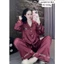 ĐỒ BỘ MẶC NHÀ TAY DÀI-PIJAMA LỤA LATIN CỔ V IN HỌA TIẾT