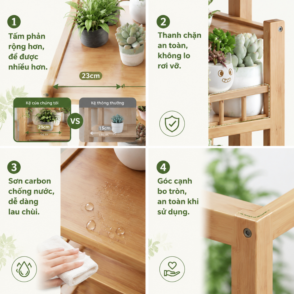 Kệ Hoa Bằng Tre Chống Ẩm Dễ Dàng Lắp Đặt  Đa Năng Lưu Trữ Trang Trí Dễ Vệ Sinh Nhiều Kí Ship nhanh